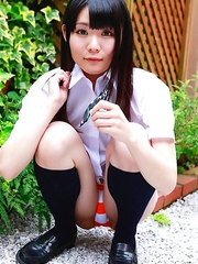 Sayaka Otonashi shows ass and beaver under school uniform